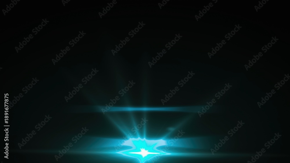 Fototapeta premium Glowing blue light burst on dark background with radiating beams