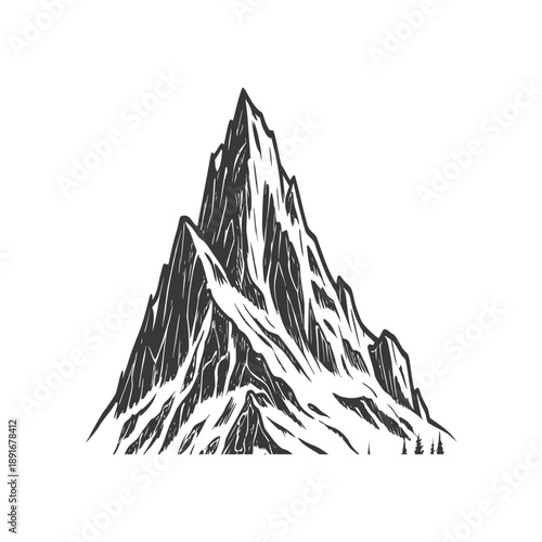 Majestic Snow-Capped Mountain Peak in Dramatic Silhouette Form