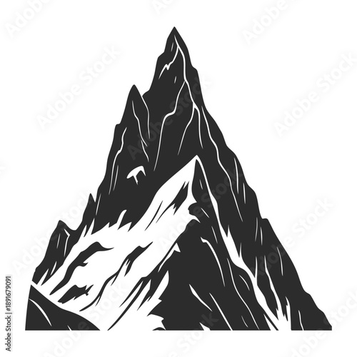 Majestic Snow-Capped Mountain Silhouette in Elegant Minimalist Style