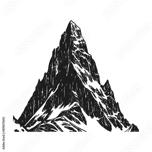 Majestic Snowy Mountain Silhouette with Clean Minimalist Aesthetic