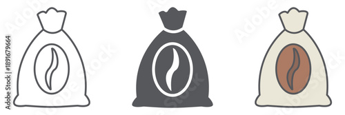 Coffee bag line icon, coffee and food, coffee package sign, vector graphics, a linear pattern on a white background.