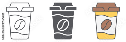 Coffe street cup line icon, coffee and drink, paper cup sign, vector graphics, a linear pattern on a white background.
