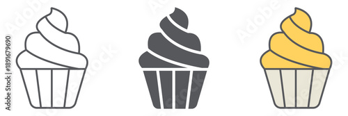 Cupcake line icon, sweet and food, muffin sign, vector graphics, a linear pattern on a white background.