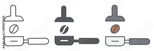Portafilter line icon, coffee and barista, coffe tamping sign, vector graphics, a linear pattern on a white background.