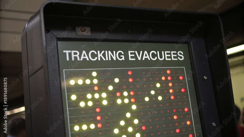 Fototapeta premium Digital Display Board Indicating Tracking of Evacuated Individuals