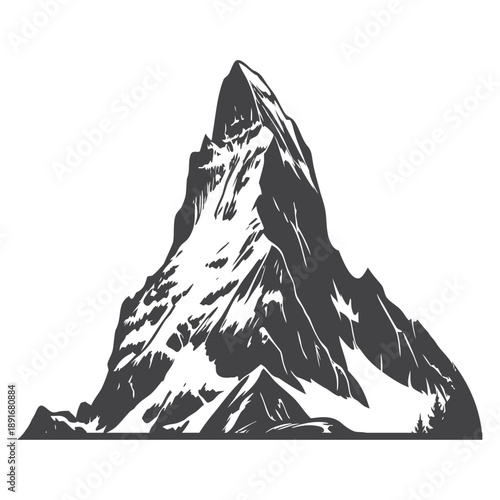 Majestic Mountain Silhouette in Elegant Black Vector Design