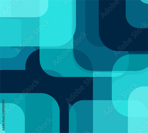 Abstract Action Design, Geometric Shapes, Digital Graphics, Blue Tones, Modern Art, Aesthetic Viewpoint
