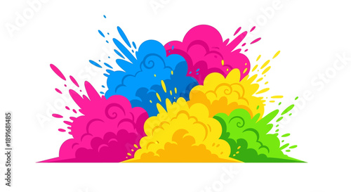 Vibrant colorful splashes of paint in a dynamic abstract illustration