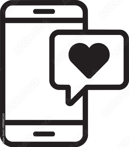 Smartphone with love chat message line icon vector illustration