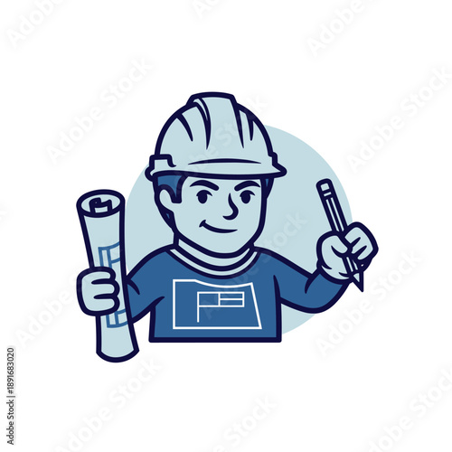 Blueprint in Hand, Studio Environment, Illustration, Professional Concept