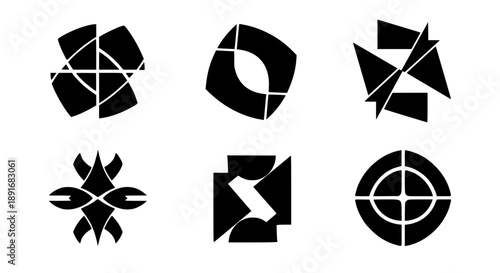 Modern Collection of Abstract Geometric Symbols and Minimalist Graphic Icons for Brand Identity and Design