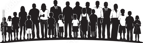 Diverse group of people standing together in unity silhouette