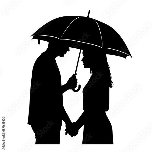 Couple sharing an umbrella