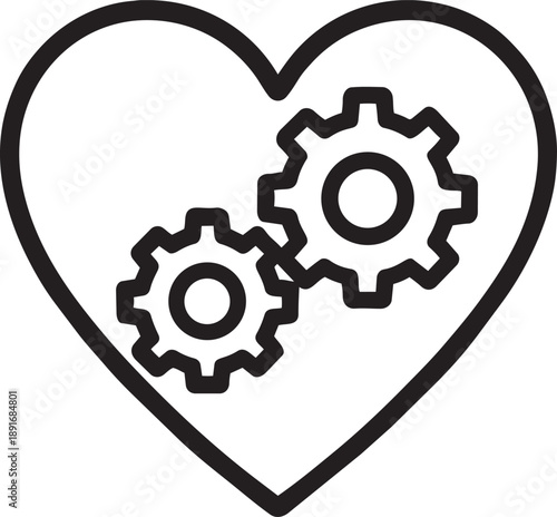 Heart with gear cog settings line icon vector illustration