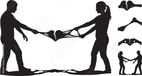 Silhouette of couple carrying person on hammock together outdoors