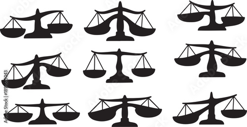 Set of black scales icons on white background