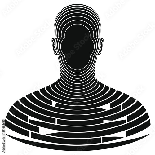 Digital Artificial Intelligence Avatar Silhouette with Abstract Lines, Futuristic Humanoid Head Vector for Tech, Cyber Security, Machine Learning, Virtual Reality, and Modern Robotics Interface Design