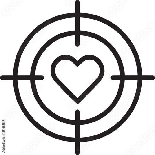 Target aim with heart center line icon vector illustration