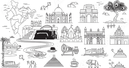 Indian landmarks and wildlife