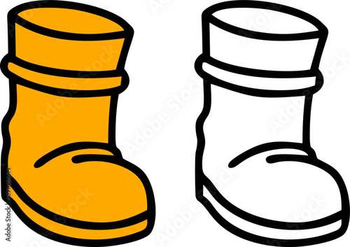 Yellow Rubber Rain Boot or Wellington Shoe Vector Illustration