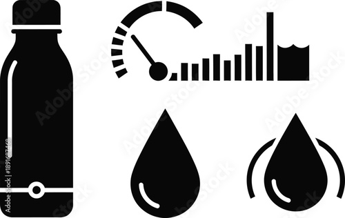 Collection of smart hydration and water tracking icons