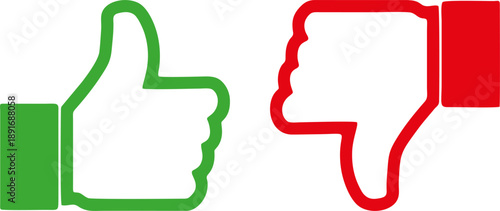 Green Thumbs Up and Red Thumbs Down Feedback Vector Icons