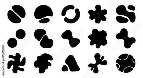 Abstract Organic Blob Shapes Collection on White Background