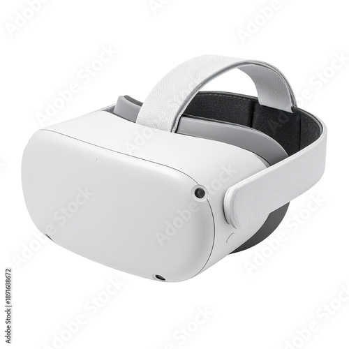 Modern white virtual reality headset for immersive gaming and entertainment.