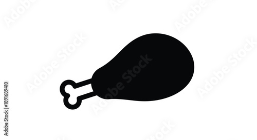 A black silhouette of a chicken leg is displayed on a white background.