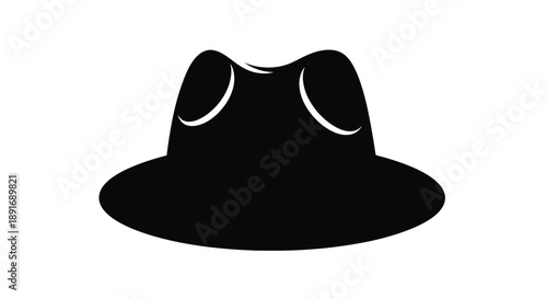 A black fedora hat is shown against a plain white background.