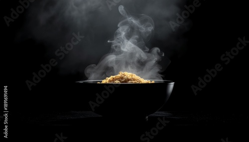 Wallpaper Mural Steaming hot macaroni in a black bowl on a dark background Torontodigital.ca