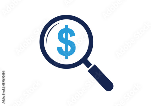 Magnifying glass with dollar sign inside