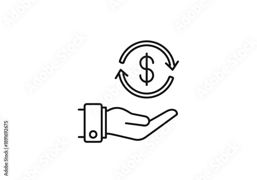Hand holding dollar sign with circular arrows
