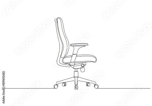 Office chair with wheels in a simple line drawing style