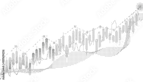 Abstract Dither Financial Growth Chart With Pixel Noise Data Visualization