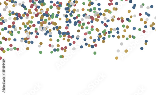 Abstract background featuring colorful confetti dots falling from above against a clean white backdrop. Perfect for cele