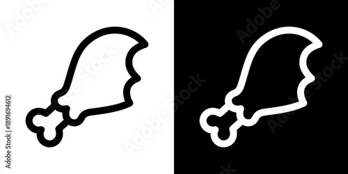 Bitten chicken leg outline icon. Simple vector food symbol representing eaten poultry drumstick for menus, signs and food illustrations.