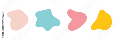 Organic shape round form set. Colorful doodle abstract liquid blob, wavy different form. EPS10