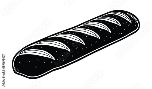 A delicious breakfast meal of sliced wheat bread and rolls with butter on a white plate, featuring a healthy baked loaf and sweet pastry snack isolated for a bakery illustration