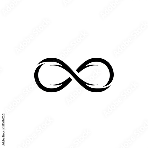 Black infinity symbol on a with elegant curves and lines