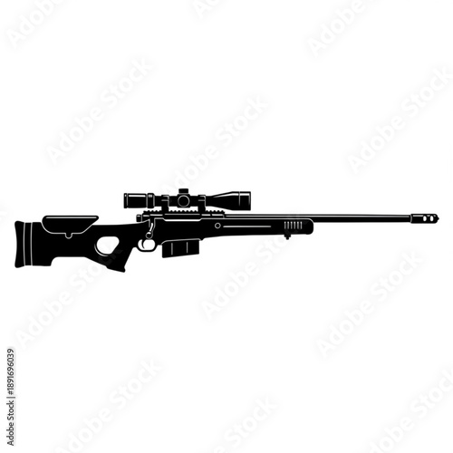 Black silhouette of a sniper rifle with scope