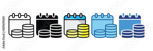 Monthly Income  Icon Set Multiple Style Collection