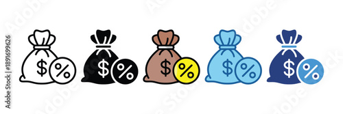 Commission Income  Icon Set Multiple Style Collection