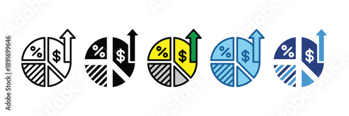 Profit Margin  Icon Set Multiple Style Collection
