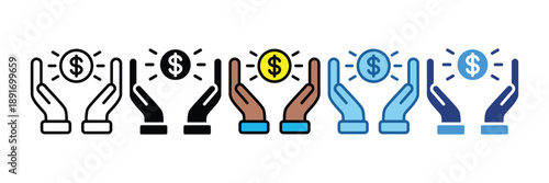 Financial Income  Icon Set Multiple Style Collection