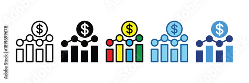Stock Market  Icon Set Multiple Style Collection