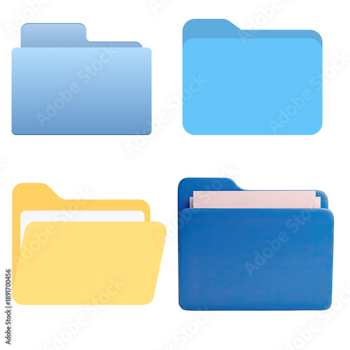 Colorful Folder Icons Set for File Management and User Interface Design