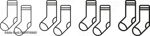 Socks Icon Set. Clothing and apparel symbols. Fashion and textile signs. Laundry and garment regulation signs. Consumer and retail policy icons
