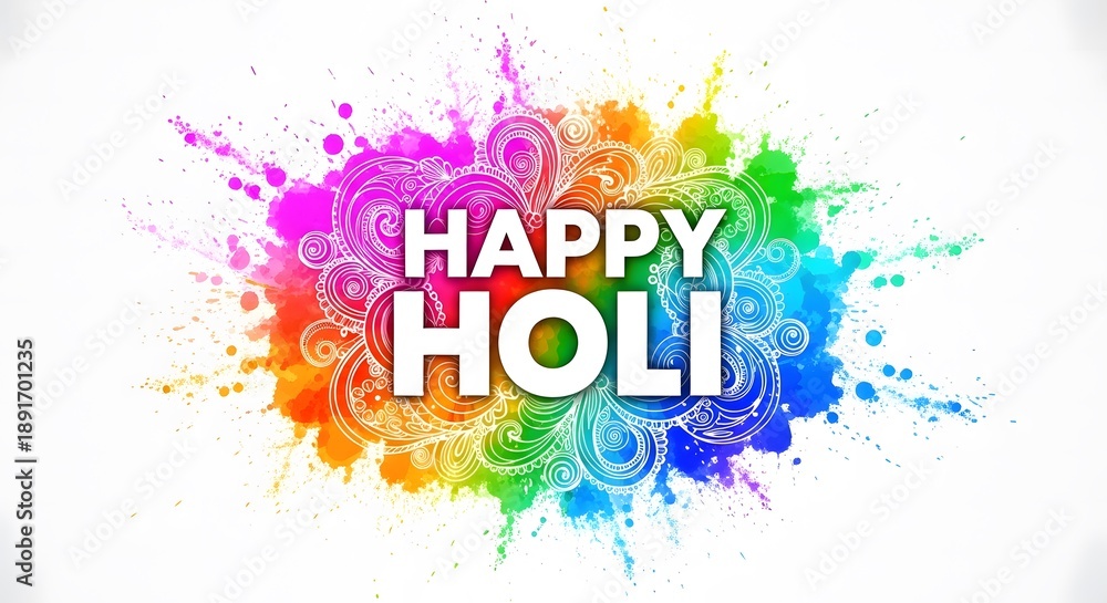 Obraz premium Vibrant holi celebration background with happy holi text