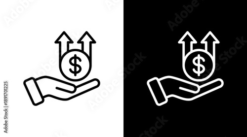 Income Growth  White Icon Set Design